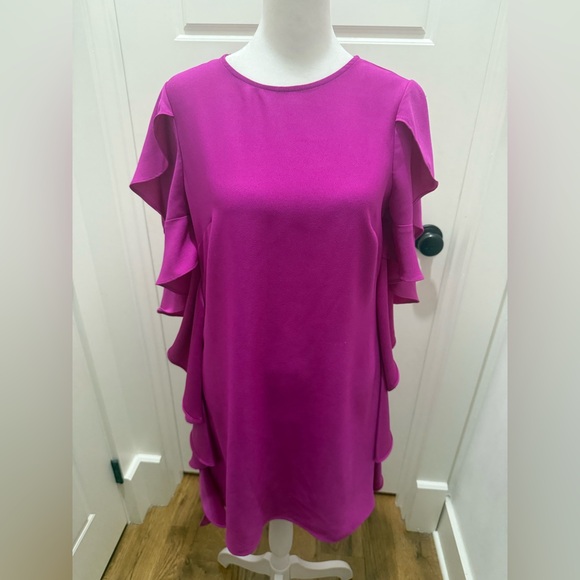 Nicole Miller Dresses & Skirts - Nicole Miller. Vibrant Ruffle Side Dress. Fuscia. Size 2.